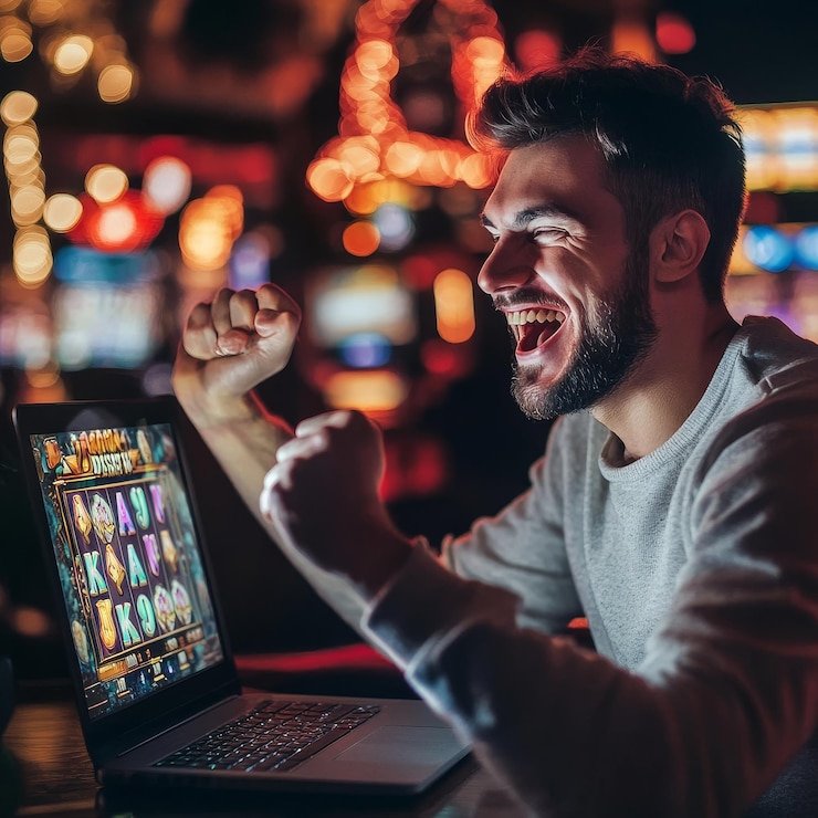 Antarmuka aplikasi jaya vegas menampilkan pasar olahraga, kasino, dan slot di layar beranda